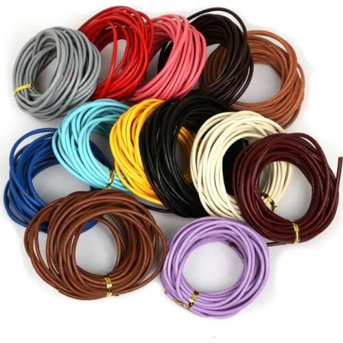 3mm 5m/lot 13 Colors Round Shape Real Leather Rope String Cord Jewelry for Bracelet Finding DIY Making