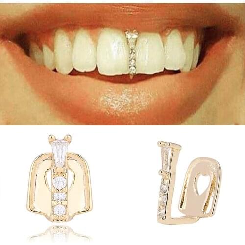 Dental Grills Crystal Tooth Cap Teeth Case Rock Teeth Cover Teeth Caps Rapper Hip Hop Braces Cross Grills Punk Hiphop Jewelry