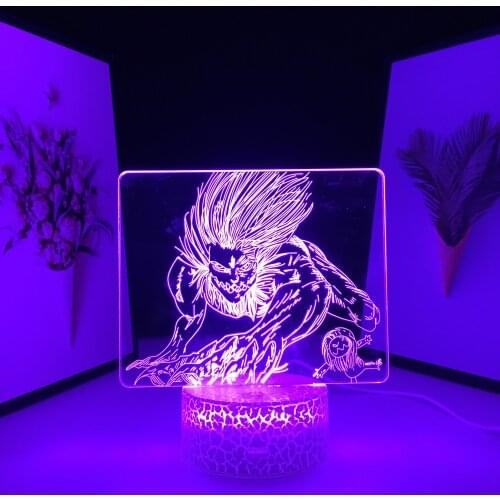 3D LED Light Anime Attack on Titan The Jaw Titan for Kids Birthday Gift Bedroom Decor Light Manga Attack on Titan Table Lamp