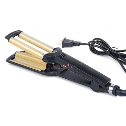 Head Curling Iron Big Wave Artifact Lazy Big Volume Water Ripple Instant Noodles Three Tube Short Power Generation Hot Sale
