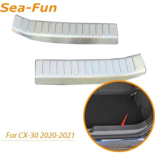 For Mazda CX-30 CX30 2020 2021 Inner Rear Bumper Foot Palte Protection Frame Trim Cover Car Interior Accessories Styling