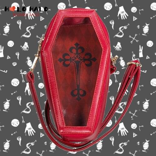 Gothic Vampire Coffin Shape Women Handbag and Purse Ita Bag Lolita Crossbody Bag Girl Kawaii Storage Box Halloween Shoulder Bag