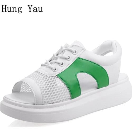 Women Sandals 2018 Summer Mesh Shoes Woman Sandals Breathable Wedges Fashion Platform Flat Female Slides Ladies Shoes Slip On