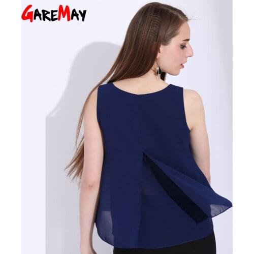 GAREMAY Chiffon Women Tank Top Casual Loose Sleeveless Chiffon Shirt Ladies Tops 5XL Plus Size Fashion Woman Top Summer 2020