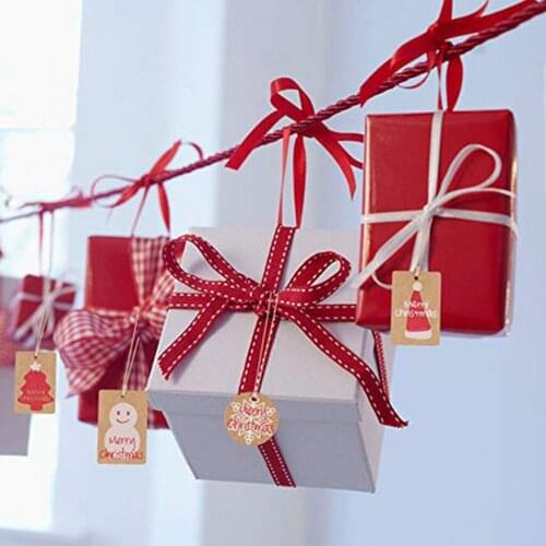 100Pcs Merry Christmas Gift Tags Gift Wrap Tags Labels With Strings Decor