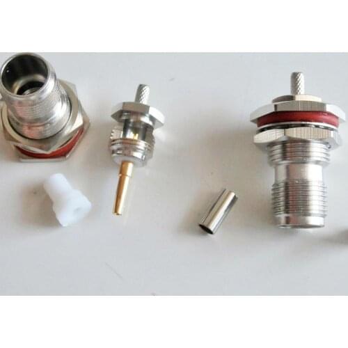 1 Pcs RF Connector TNC Female Jack Crimp for LMR100 RG316 RG174 RG179 Cable plug With O-ring Bulkhead Panel Nut Brass Straight