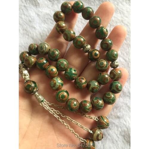 2018 New Design 10mm Natural Stone 33 Prayer Beads Tibet Dzi Beads Round Shape Islamic Muslim Tasbih Allah For Men&Women
