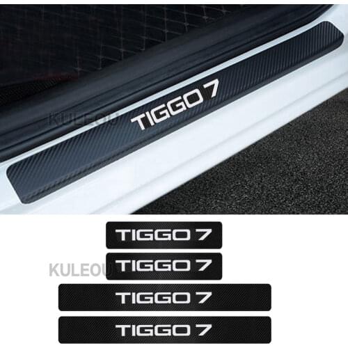 4Pcs Car Door Sill Plate Stickers For CHERY TIGGO 3 4 5 7 PRO 8 Auto Threshold Protector Decals Car Tuning Accessories