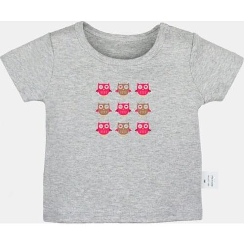 9 Pink Cute Winking Owl Inky Hummingbird ART Design Newborn Baby T-shirts Toddler Graphic Solid Color Short Sleeve Tee Tops