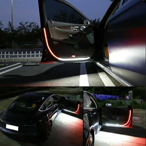 Car Door Opening Warning LED Lights Welcome Decor Lamp Strips Anti Collision Universal accessories Safety Rear-end auto G0N4