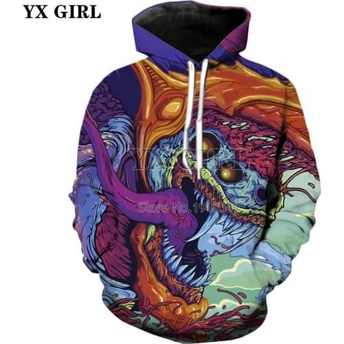 YX GIRL Brand hoodies 2018 autumn New Fashion Mens Hooded Sweatshirt hyper beast Funny cartoon 3d Print Hoodie Unisex Pullover