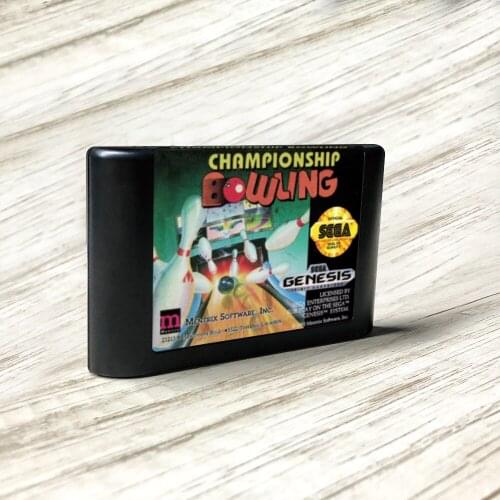 Championship Bowling - USA Label Flashkit MD Electroless Gold PCB Card for Sega Genesis Megadrive Video Game Console