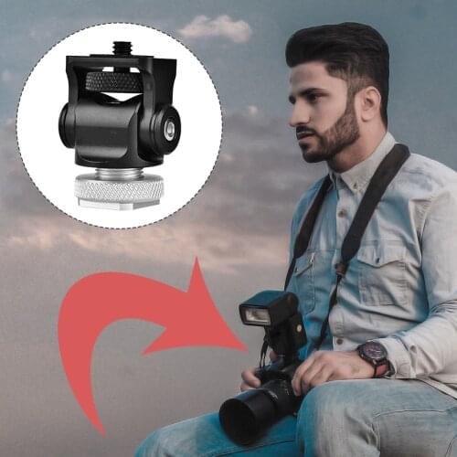 Monitor Holder Cold Shoe Mount for DSLR Camera Microphone Angle Adjustable Ball Head 1/4 Inch Screw