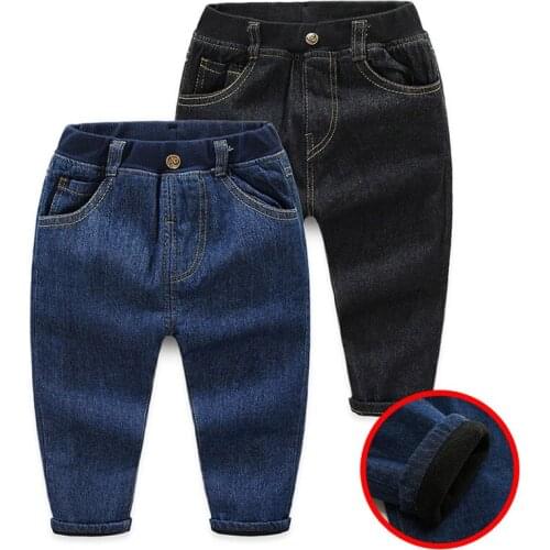 Kids Boys Jeans Pants Cotton Children Denim Pants Autumn Winter Kid Clothing Boys Casual Velvet Warm Trousers for Toddler Jeans