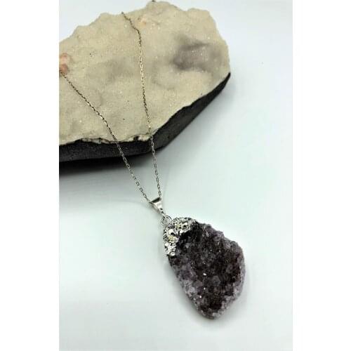 Dr Stone luxury a quality uruguay ametisti Stone handmade 925ayar silver Women Necklace TLX2