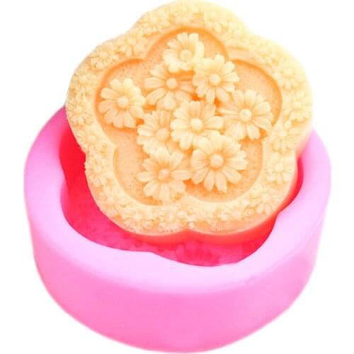 Food Grade Silicone Fondant Soap Mould Handmade DIY Soap Molds Cake Decorating Moulds Chrysanthemum Pattern