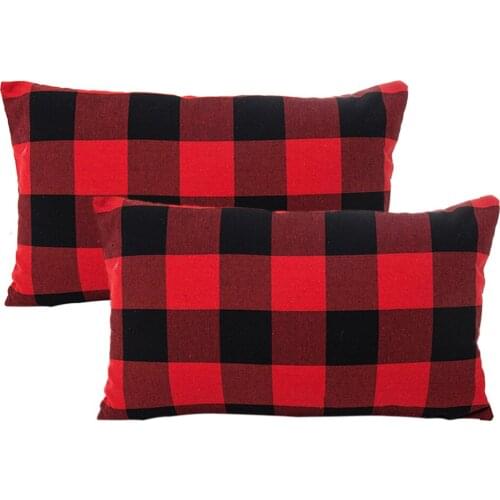 FUN 2 Pcs Plaid Pillow Cover Rectangle Sofa Throw Cushion Cover Decoration