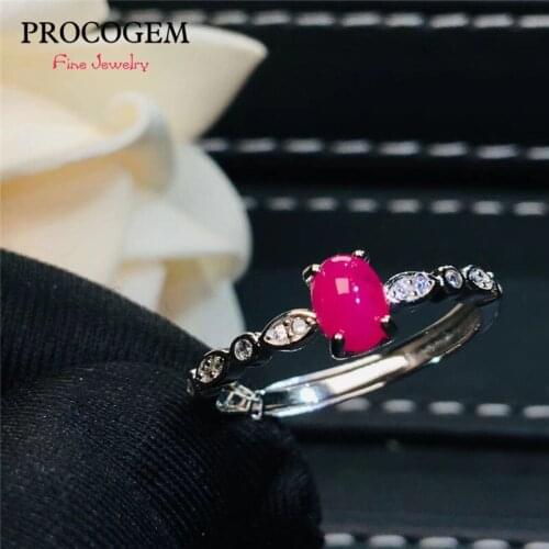 Natural Ruby Oval Rings for Women Anniversary Party gifts 4x6mm 0.6Ct Genuine gemstones Fine jewelry 925 Sterling Silver #415