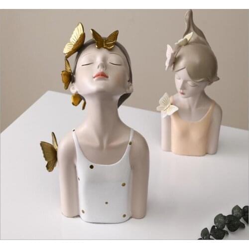 Nordic Creative Butterfly Girl Resin Accessories Home Livingroom Table Figurines Crafts Entrance TV Cabinet Sculpture Decoration