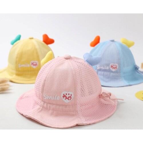 Cute Baby Hat Summer Breathable Mesh Boys Girls Bucket Hat Solid Color Infant Toddler Sun Beach Cap