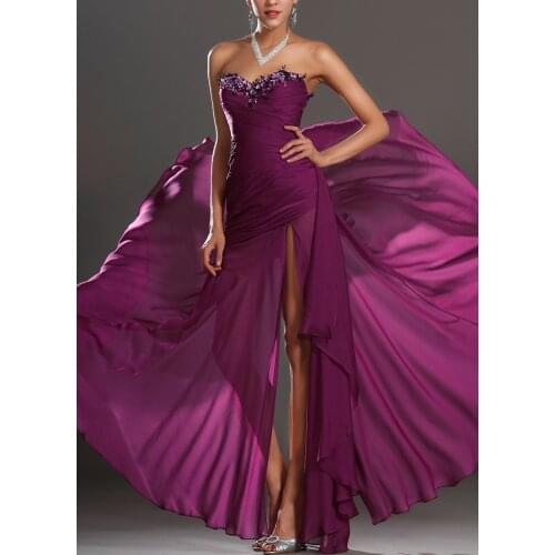 Sweetheart Bridesmaid Dress Regency Purple Mermaid Wedding Party Dress Real Photo