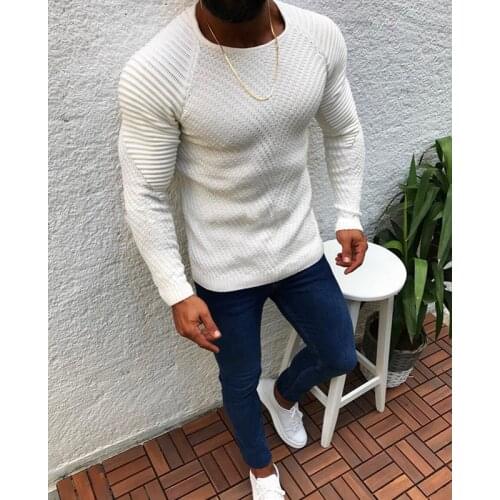 Mens Knitted Sweater Pullovers Streetwear Tops Pleated Casual Slim Fit All-match Knitwear Male Autumn Winter Fashion Clothing