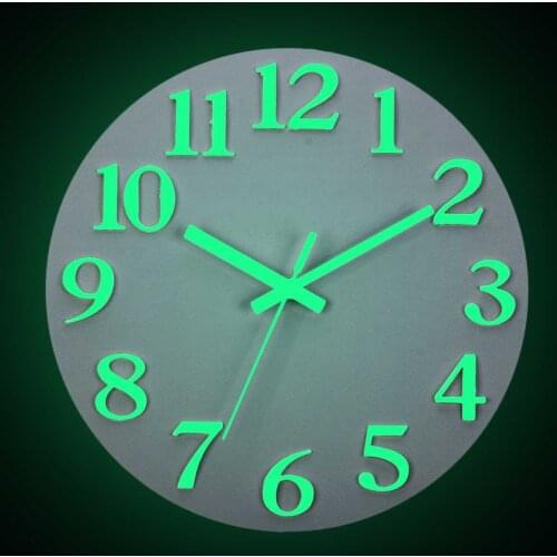 Yj 4c Wall Clock 12" Luminous Silent Quartz Home Decoration Living Room Bedroom Digital Number Wall Hanging Clock Glow In Dark