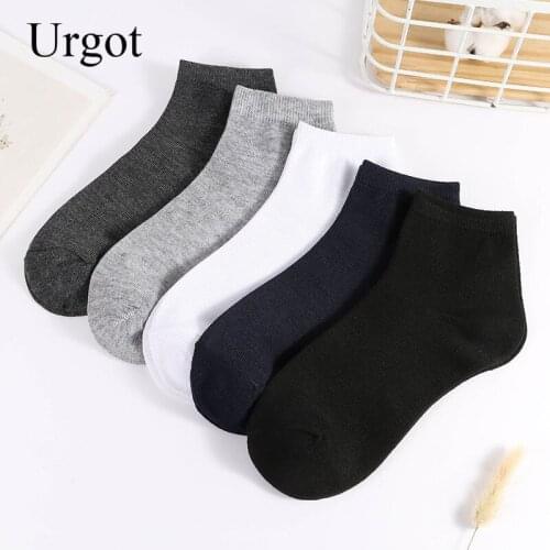 Urgot 5 Pairs Mens Socks Business Casual Fashion Socks Solid Color Spring Autumn Cotton Socks High Quality Meias Calcetines Sox