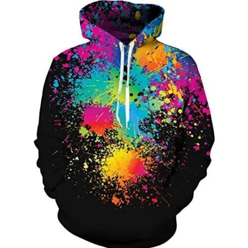 2020 latest Plus size Pullover Novelty Streetwear Male Hooded Jacket Colorful Oil Paint Wolf Printed Hoodies Men 3D Sweatshirt