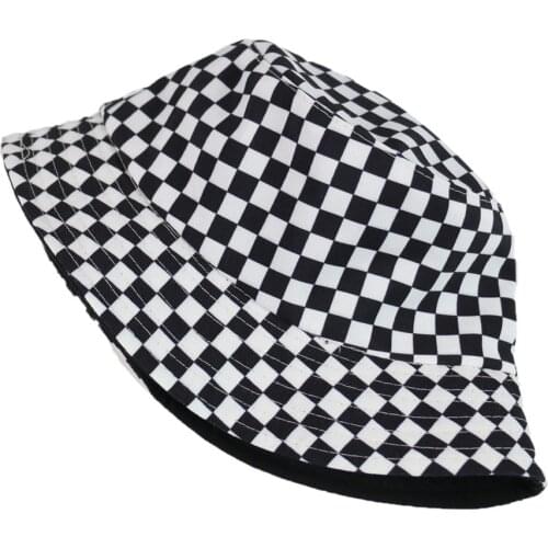2020 Fashion New Black White Plaid Check Bucket Hats Fishing Caps For Women Men Bucket Hats