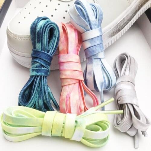 Adapter AF1 shoelaces tie-dye OG TIE DYE men and women and help AJ1 character adornment collocation of white powder green cm140