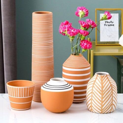 Modern Flower Arrangement Ceramic Vase Garden Pot Balcony Display Succulent Flowerpots Planter Art Vases Ornament Crafts Gifts