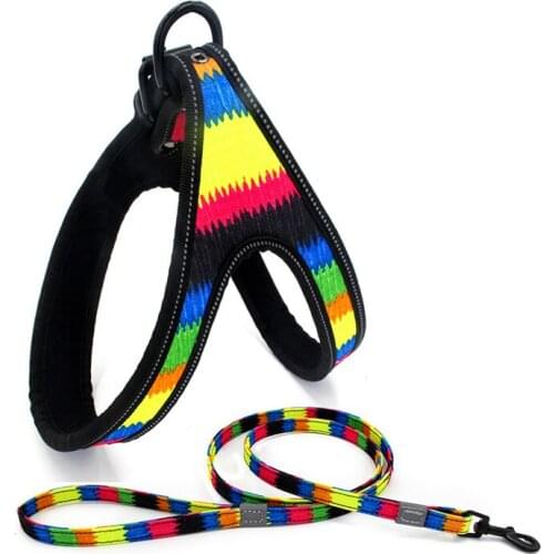 Reflective Dog Harnesses and Leash Set Oxford Diving Cloth Walking Training Dogs Harness Vest for Puppy Large Dog Pet Leashes