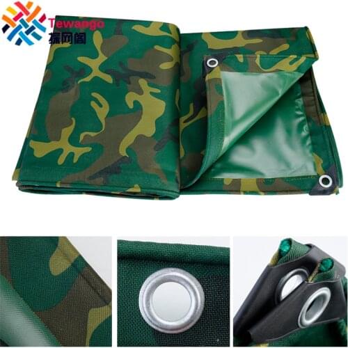 Tewango Heavy Duty Waterproof MilitaryTent Trailer Cover Tarpaulin Sheets PVC Outdoor Thicken Jungle Camouflage Dust Tarps 480g
