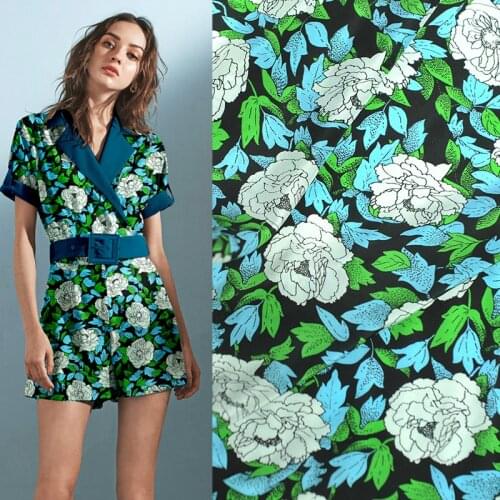 50x111cm printed natural 100% mulberry silk crepe de chine fabric 14mm drape printed shirt clothing fabric for dress cloth