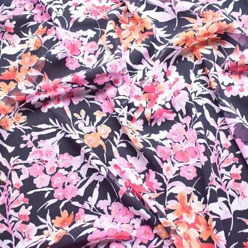 HLQON polyester plain Chiffon dark blue fabric for dress cloth felt patchwork tissue coat Sewing DIY Material by 100x145cm