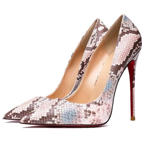 Red Bottom Heels Women Pointd Toe Thin High Heel Pumps Shallow Stilettos Sexy Serpentine Plus Size 34-43 Night club Party Shoe