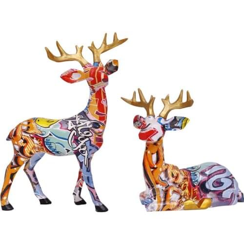 Desk Ornaments Art Creative Dachshund Color 1 Pair Deer Decor Home Entrance Wine Cabinet Office Desktop Decorations Resin Crafts