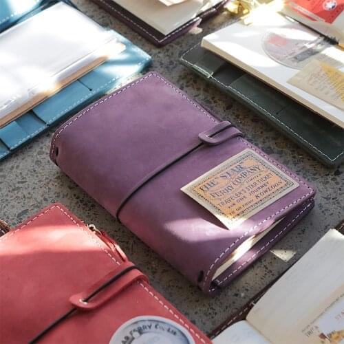 2019 Yiwi Retro Travel Loose Notepad Crazy Horse Leather Standard Portable TN Handbook Planner With Zip Bag