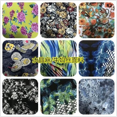 South Korea knitting printing crystal hemp fabric four side elastic milk silk swimsuit swiming Harun pants spandex fabric-6