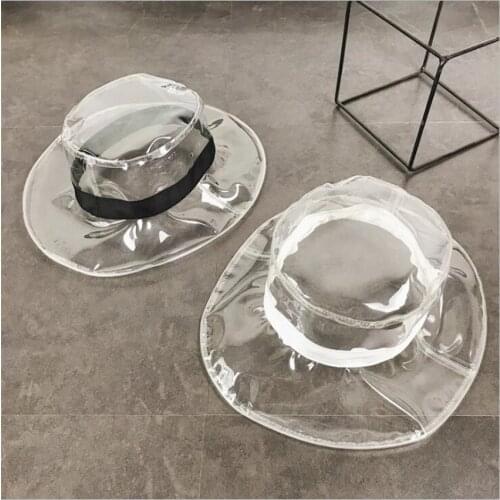 Ladies Waterproof PVC Rain Hat for Women Designer Transparent Bucket Hat UV Protection Clear Sun Caps 2020 Fashion Fishing Hats