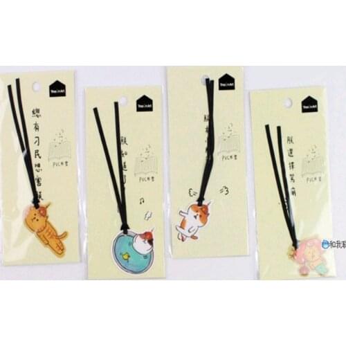 1PC Cute Cat Kitten Bookmarks With Ribbon Marker of Page Stationery School Office Supply Kids Gift