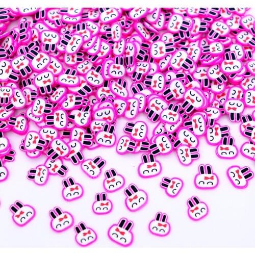 10g/Lot Pink Rabbit Slices Sprinkles For Slime Supplies Toy Polymer Clay Charms Accessories Addition For Fluffy Clear Slime