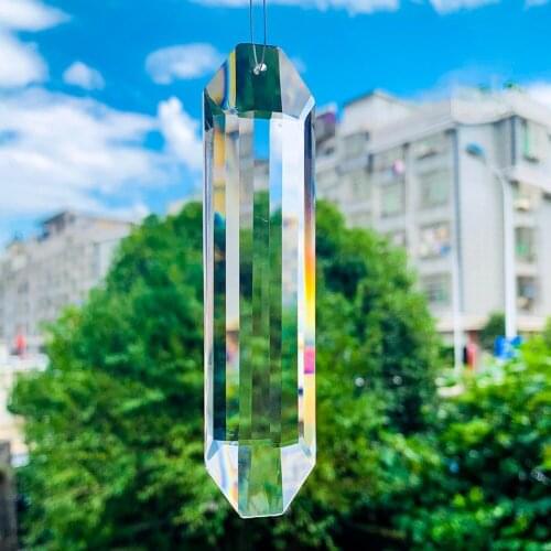 120MM Long Strip Single Hole Crystal Prism Chandelier Sunlight Catcher Aurora DIY Wedding Hotel Ceiling Accessory Night Lighting