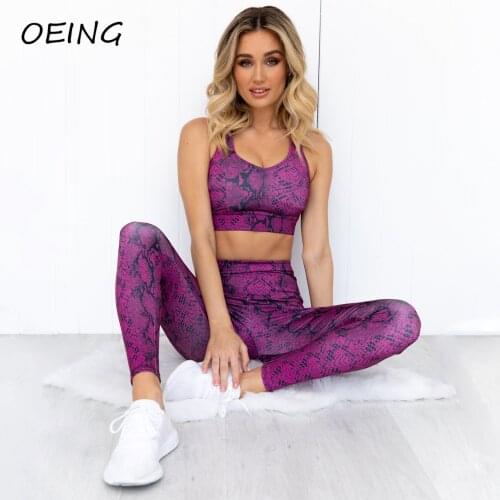 2021 Workout Yoga 2 Piece Sets for Women Fitness Leopard Print Long Line Sport Bra Set