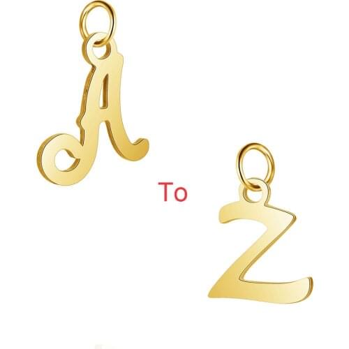 26pcs/Lot Stainless Steel Gold Color High Polish Cut Out Alphabet Charms DIY Initials From A-Z Pendant Accessories Jewelry
