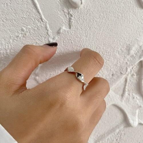 925 sterling silver retro ins wave twisted minimalist and versatile everyday simple open ring