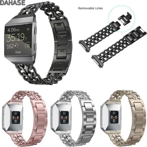 DAHASE Stainless Steel Chain Watch Band for Fitbit Ionic Strap Removable Link Metal Replacement Bracelet for Fitbit Ionic Band