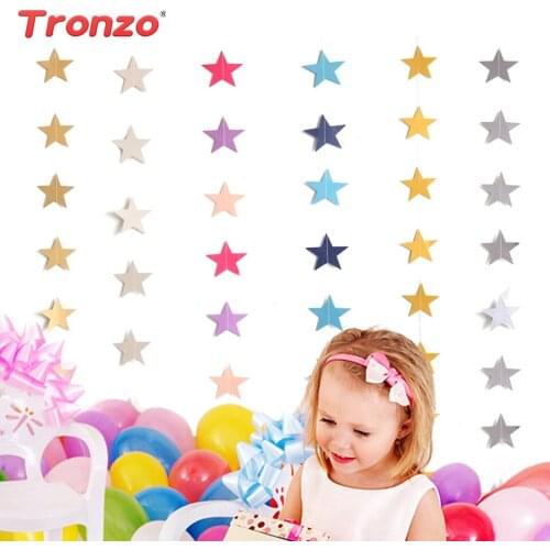 Tronzo 4M Paper Garland Star Banners Birthday Party Decorations Kids Hanging Banner Baby Shower Boy Girl Favors Wedding Supplies