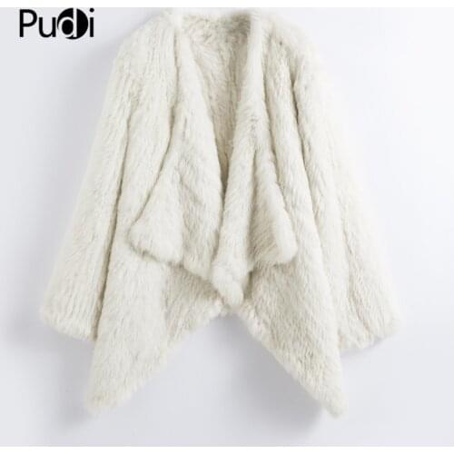 CT905 2020 autumn women genuine rabbit fur coat with big Lapel collar lady Skirt type double knitted fur coat cream color